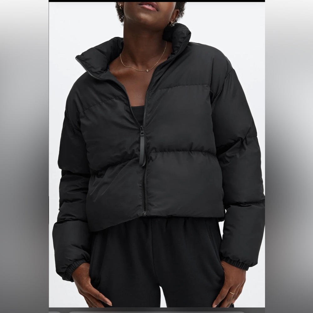 Fabletics Black Cropped Puffer Jacket